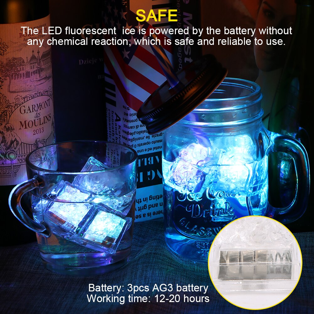 1/12 stücke Eiswürfel Licht Mehrfarbig Dekorative LED Flüssigkeit Sensor Eiswürfel LED glühen hell hoch Für Bar Verein Hochzeit partei Champagner