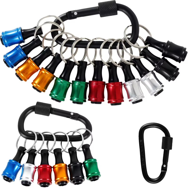 12pc Color Keychain Quick Change Connecting Rod 1/4 Hexagonal Handle Screwdriver Head Quick Release Sleeve Conversion Rod Set