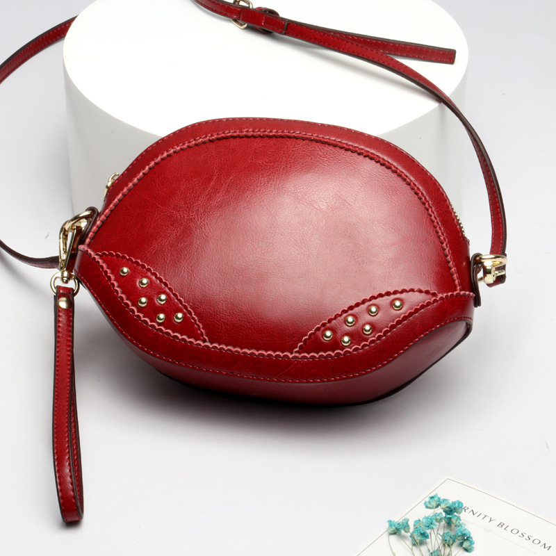 Shell Package Mini- Portable Mobile Phone Package Concise Diagonal Single Shoulder Package Tide: wine red