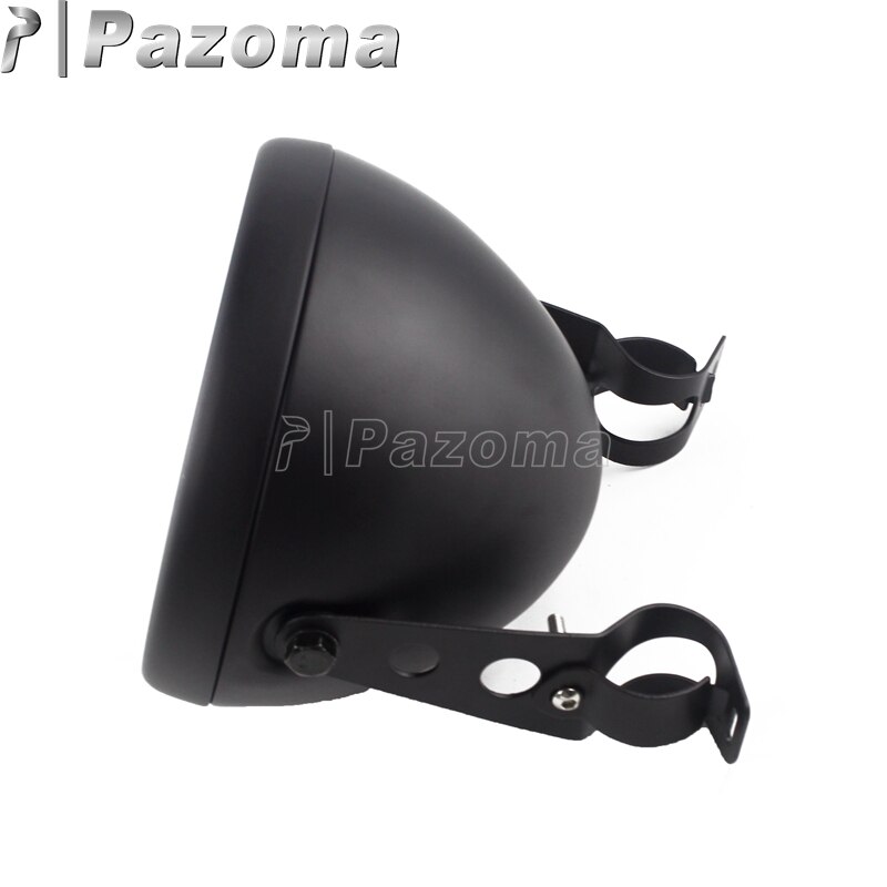 7 Inch Matte Black Motorcycle Headlamp Shell w/ Bracket 7" Round Headlight Housing Bucket For Harley Cafe Racer Chopper Bobber