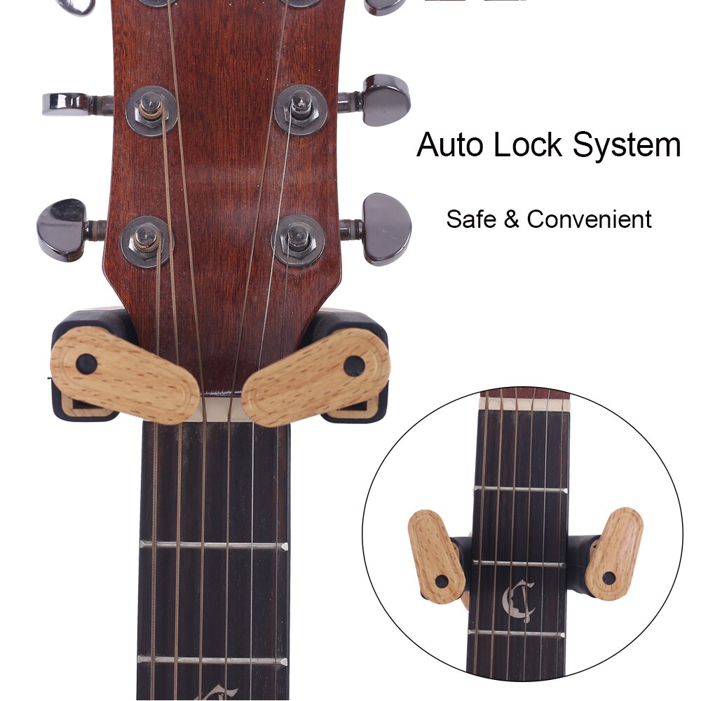 Veggfeste gitar henger krokholder keeper autolås med gitarform massivt trebunn for elektriske gitarer gitar tilbehør