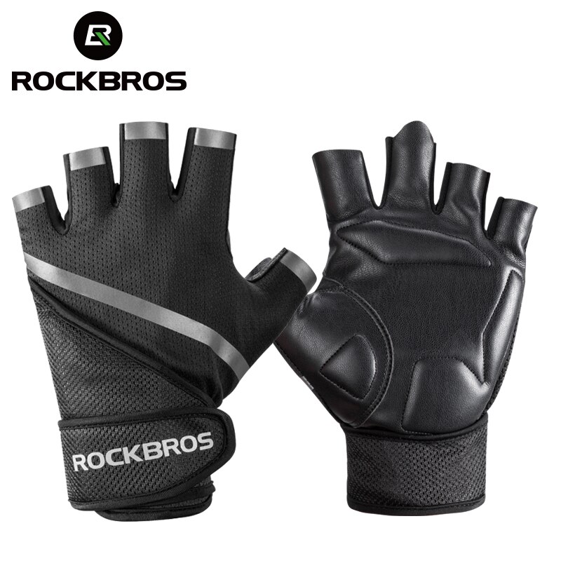 Rockbors treningsstudio antiskli vektløfting Fitness hansker halvfinger Fitness sport beskyttende hansker kroppsbygging mannlig håndvott