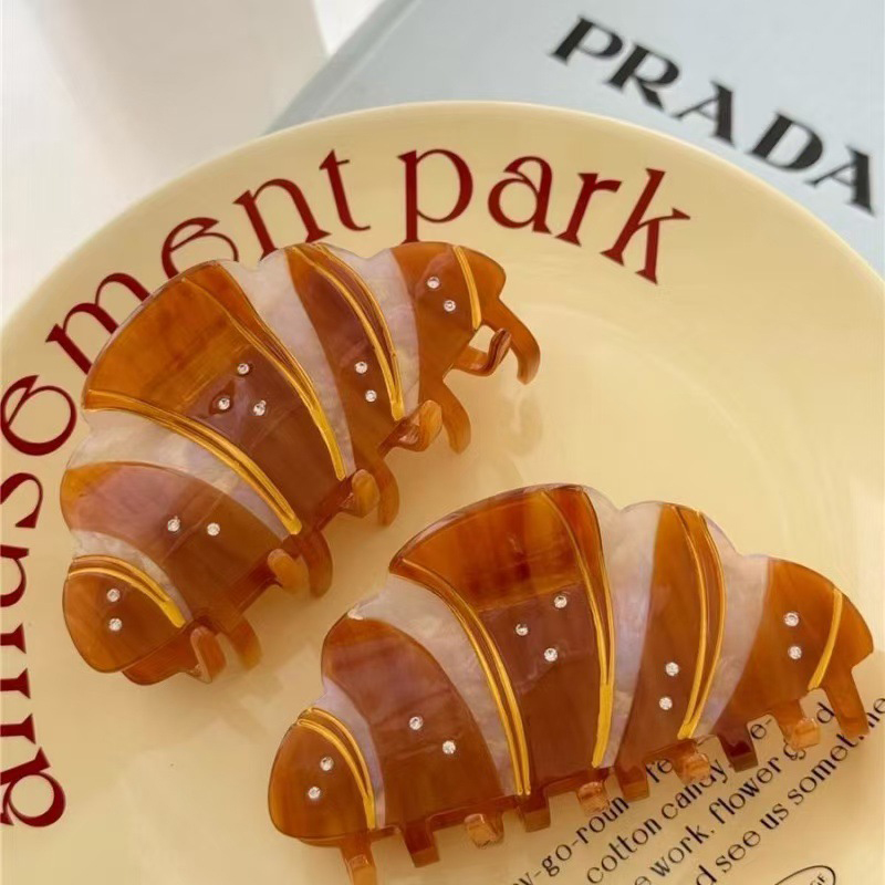 Pinza para el pelo de croissant para mujer y niña, pinza para el pelo Kawaii divertida, creativa y versátil, accesorios para el cabello para uso diario,