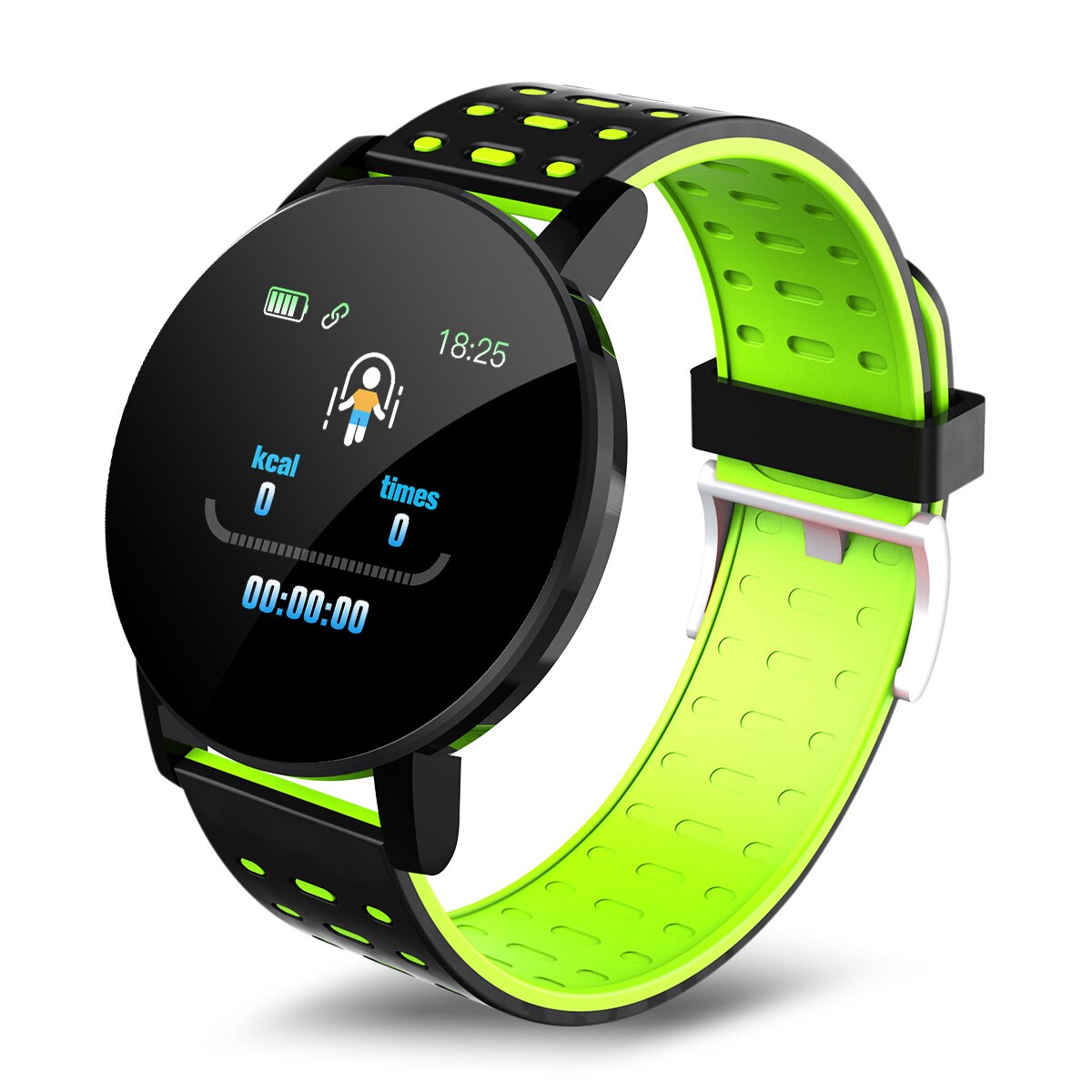 119 Plus Bluetooth montre intelligente hommes pression artérielle étanche Sport rond Smartwatch femmes montre Tracker pour Android IOS: green