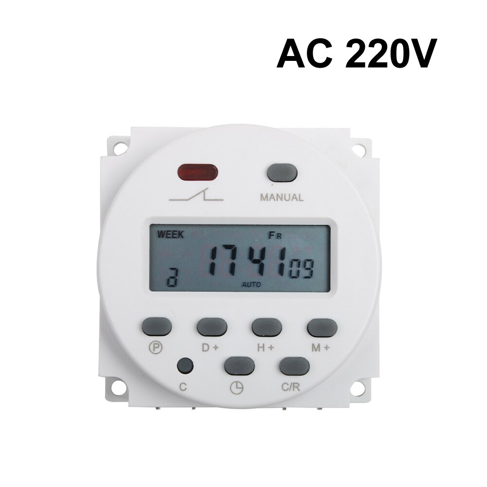Digitale Tijd Schakelaar Lcd Power Timer CN101A DHC15 THC-101A Wekelijkse Programmeerbare Elektronische Timer 12V 24V 110V 220V 8A Om 16A: AC 220V