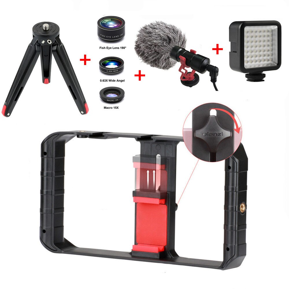 Ulanzi U Rig Pro Smartphone Video Rig Hand Grip Filmmaking Case Phone Video Stabilizer Handheld Tripod Mount for iPhone Android