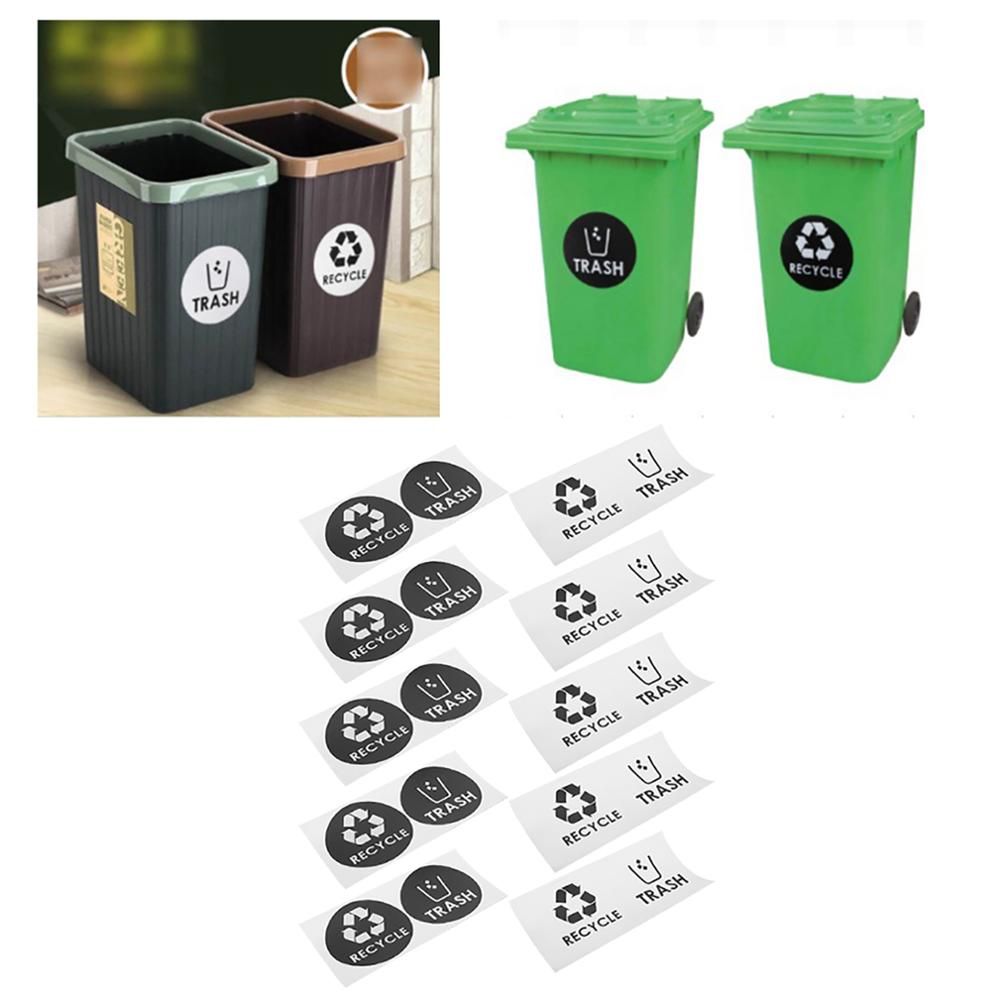 Japanese garden Dark 20PCS/Set Round Recycle Trash Sticker Decal Garbage Waste Can Dustbin Label for Home Kitchen Office Use