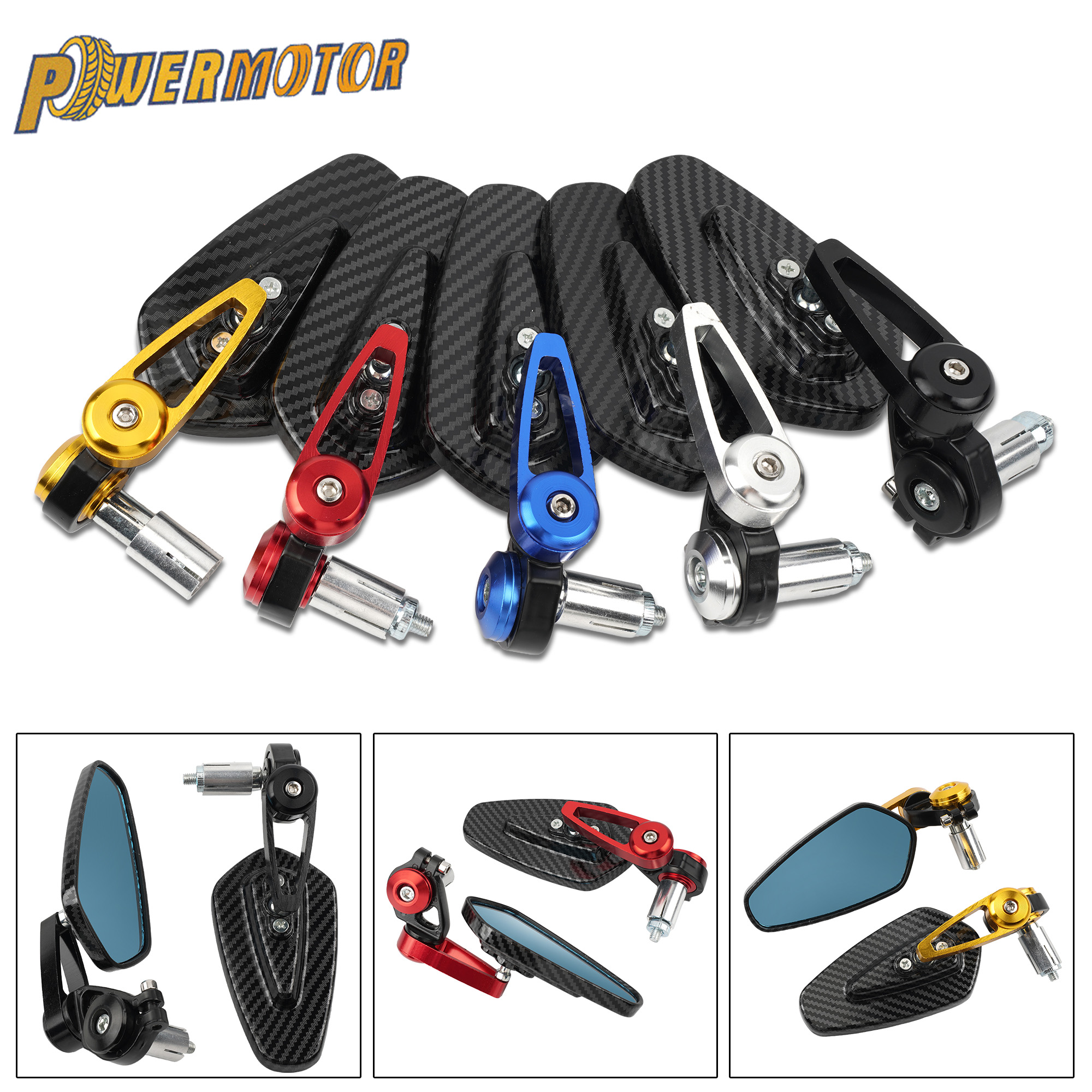 Motorcross 360 Draaibare Omgekeerde Achteruitkijkspiegel Motorfiets Carbon Fiber Accessoires Einde Stuur Gemodificeerde Spiegel