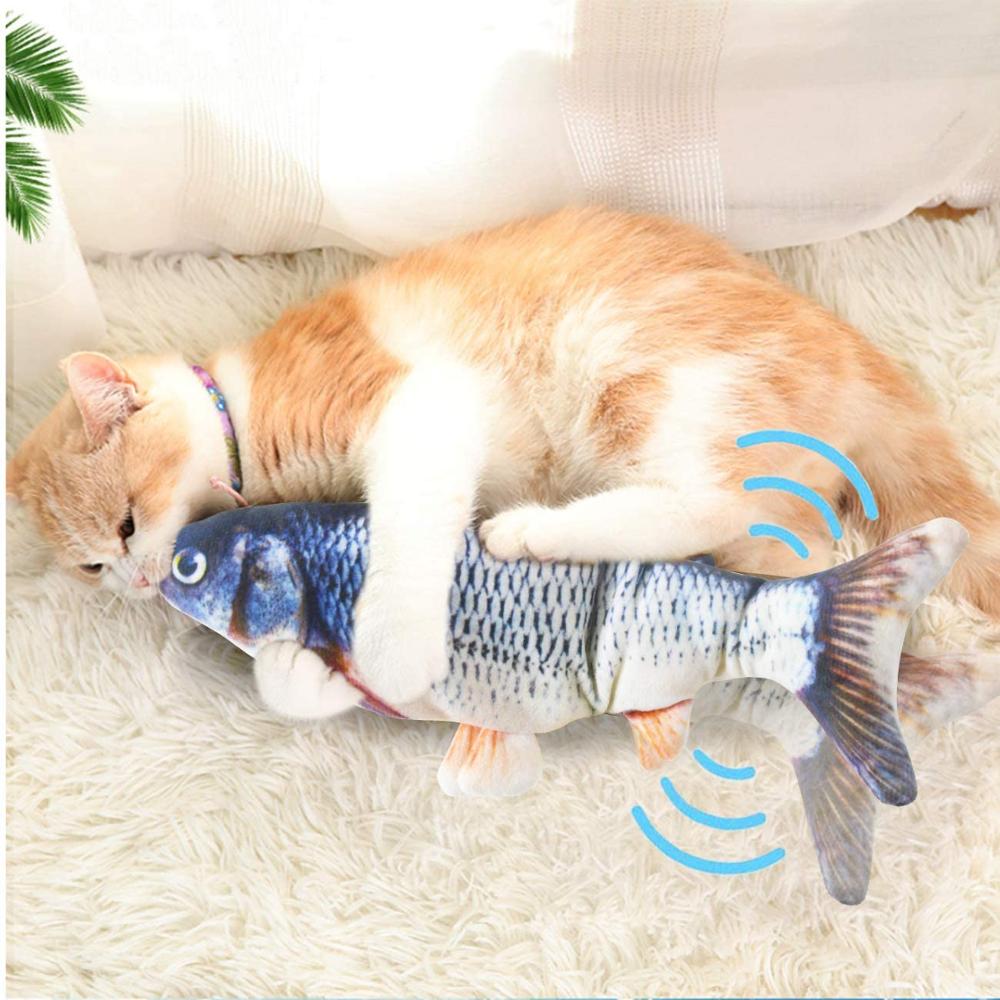 Eléctrico de juguete gato cargador USB interactivo realista gatos domésticos masticar morder juguetes disquete pez gato de juguete para mascotas suministros para gatos ZT