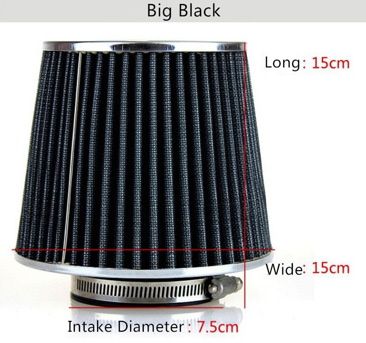 Universal K&N Cold Air Intake Filter 76mm Air Filter 3 inch car Air filter: big black