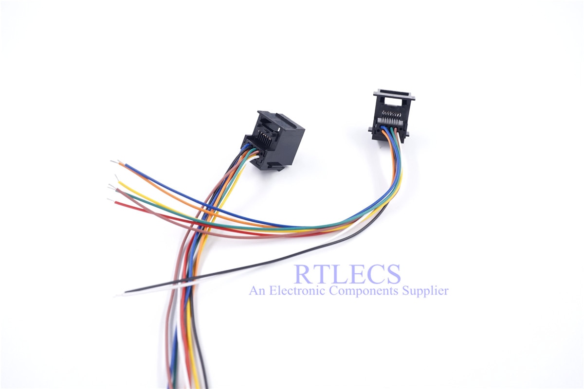 2 st 648-8 p 8c rj45 modulär kontakt 648 8 p 8c uttag hona krimptråd 8 kärnor 15 cm längd svart isolator nätverkskontakt