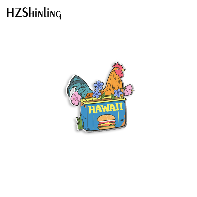 2023 Leuke Kip Acryl Revers Pin Haan Epoxy Vlindersluiting Pin Handgemaakte Vlinder Broche: Rhodium Plated