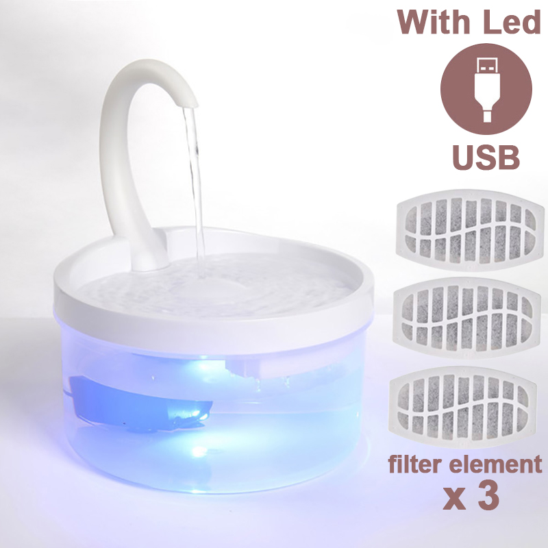 Intelligent Cat Drinking Water Fountain USB Automatic Circulating Water Dispenser Drinking Fountain With Sensor Indoor Fountains: A-filtersx3-with led