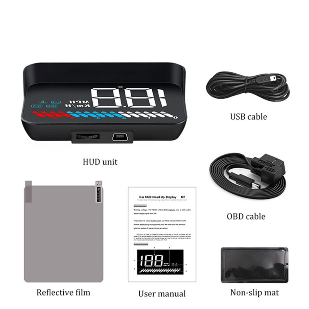 M7 gps hud bil obd 2 hud head up speed display obd kørecomputer advarsel om hastighed