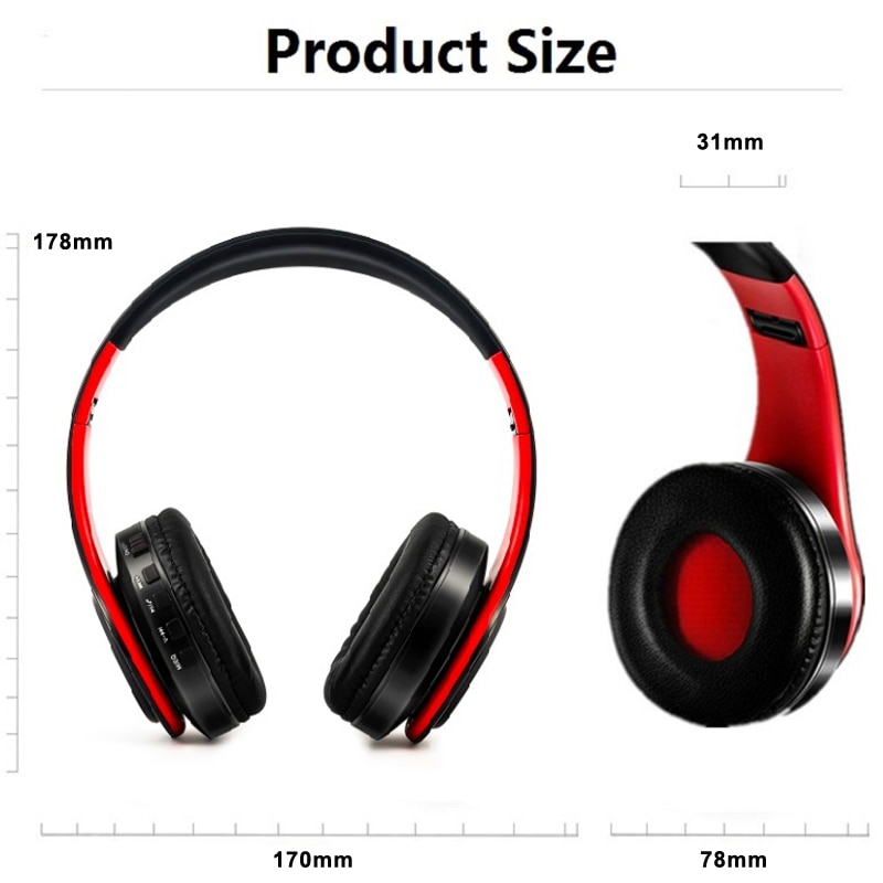 Colorful Wireless Earphones Bass Bluetooth Headphones Over-Ear foldable Headset handsfree with Mic for Gaming phone computer