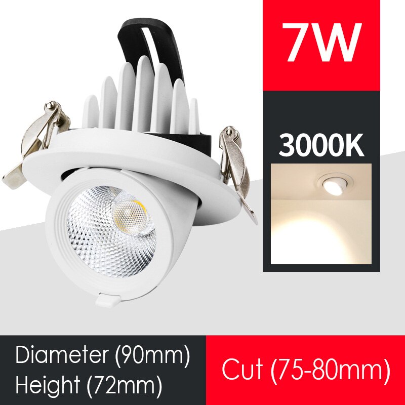 Dimbare LED Spots Olifant Neus Lamp Ingebed Plafond COB Downlight Woonkamer Gangpad Kleding Winkel Verlichtingsarmaturen: 7W --- Warm White