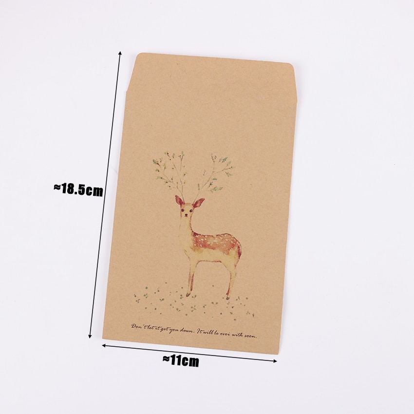 Vintage Kraft Paper Envelope DIY Retro Deer Envelopes Wedding Office Stationery Supplier 10 PCS