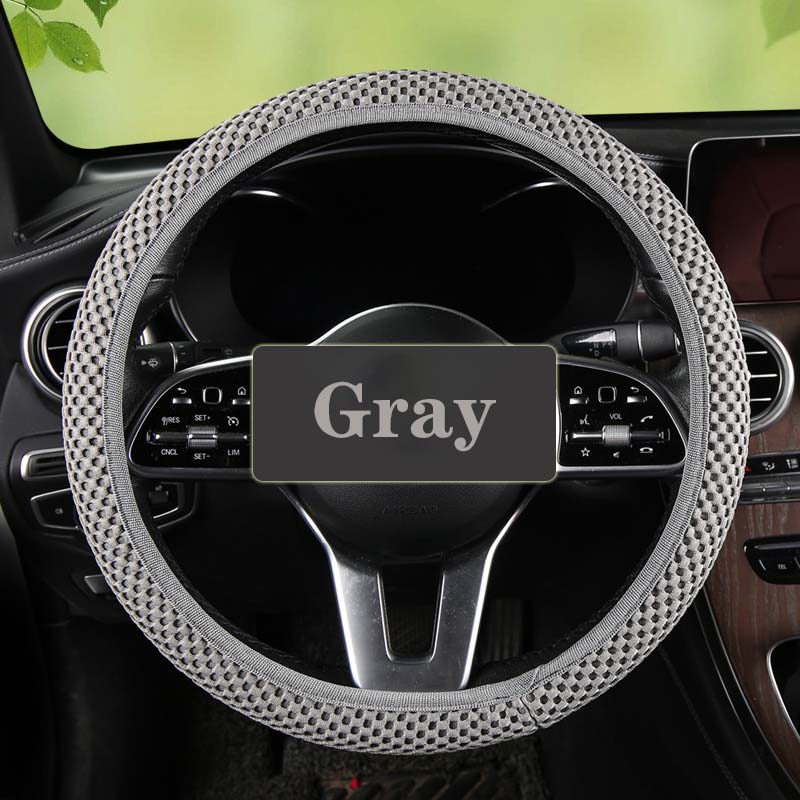 1 Piece of Fabric without Inner Ring, Elastic , Various Colors, Seasonal Use, MEN'S AND WOMEN'S Car Steering Wheel Protect: GRAY