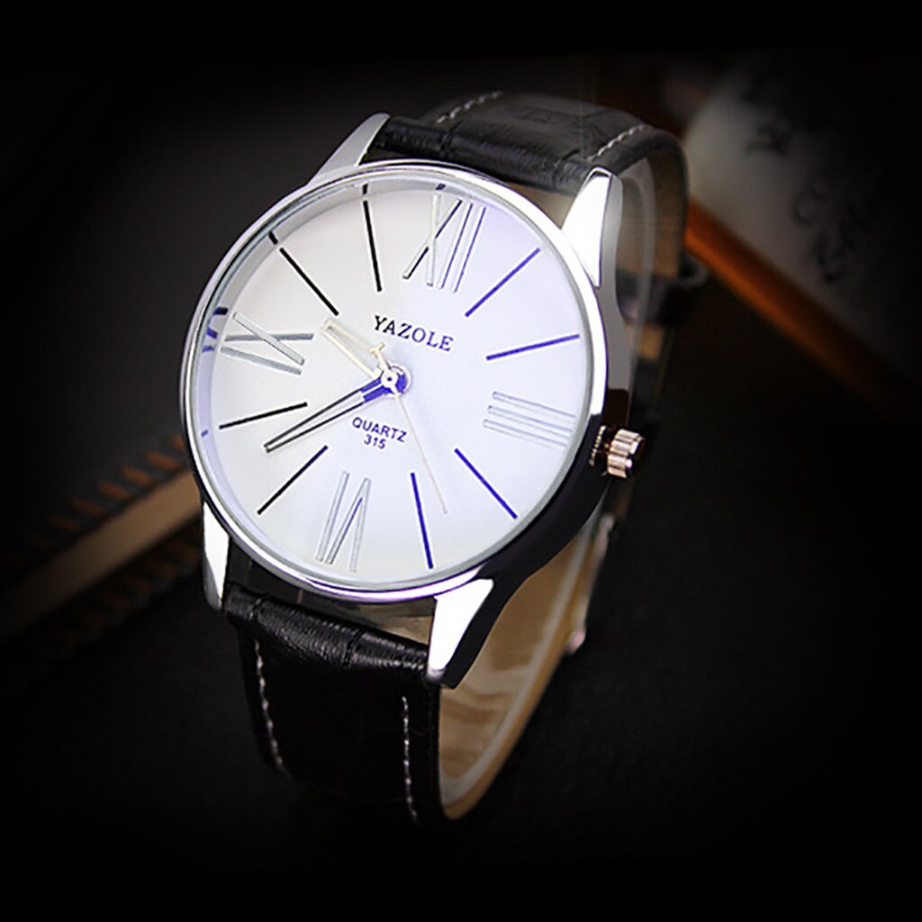 Classic Big Digital Scale Leather Belt Men's Business Quartz Watch