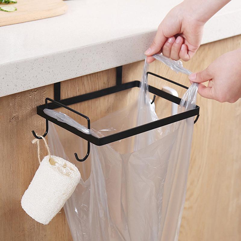 Tür Zurück Abfall Aufhänger Müll Tasche Halfter Gestell Eisen Lagerung Regal Mit Haken Schrank Schrank Küche Mülleimer Hängen Müll