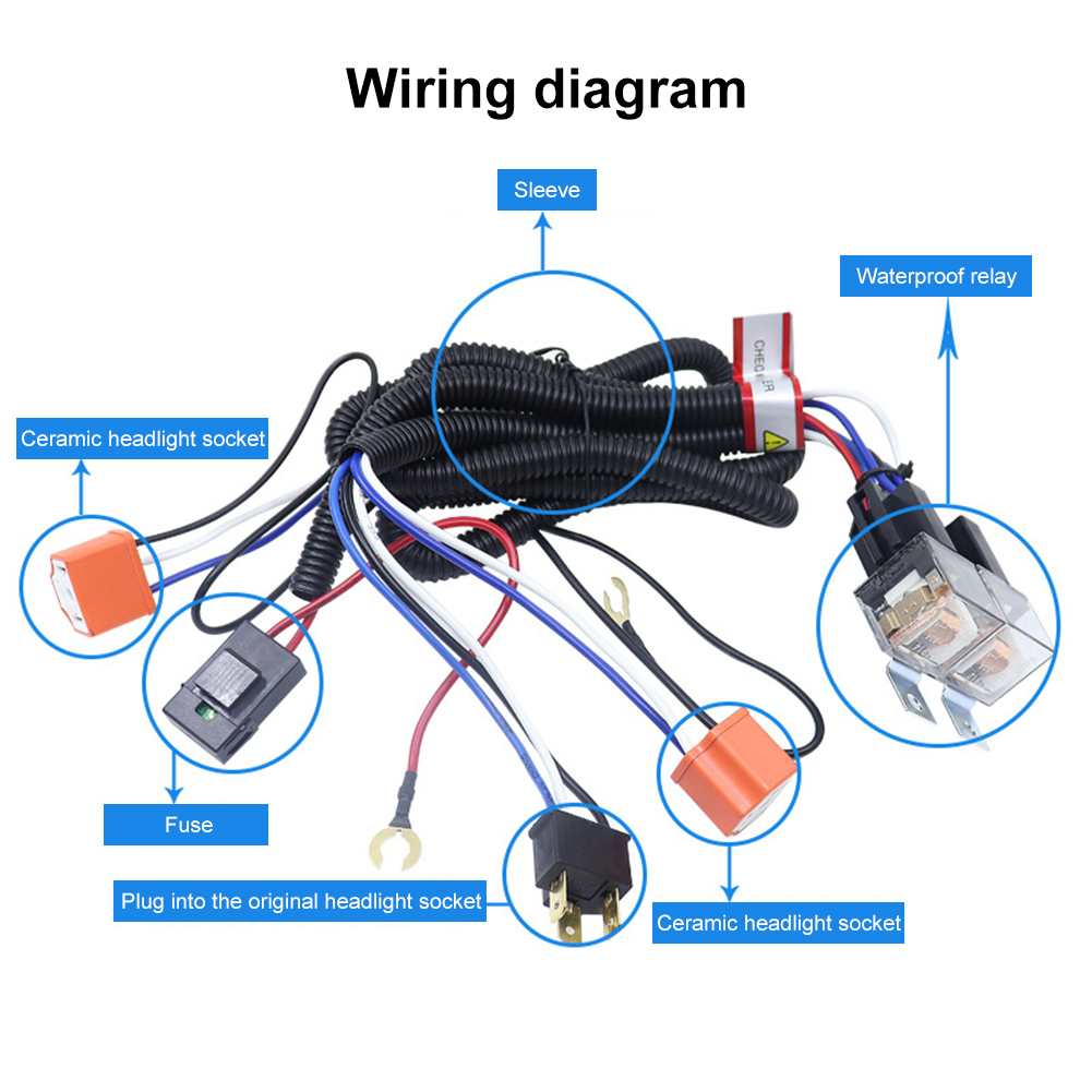 Universal H4 LED Relay Harness Kit 12V 24V Headlight Brightener Wiring Harness Car Light Bulb Socket Plug For Car Auto Headlight