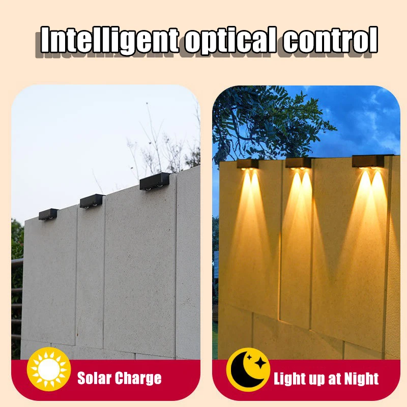 Luz Solar de pared para exteriores, lámpara impermeable para valla, foco Ultra fuerte, iluminación para valla de jardín o pared Exterior, 1 Uds.