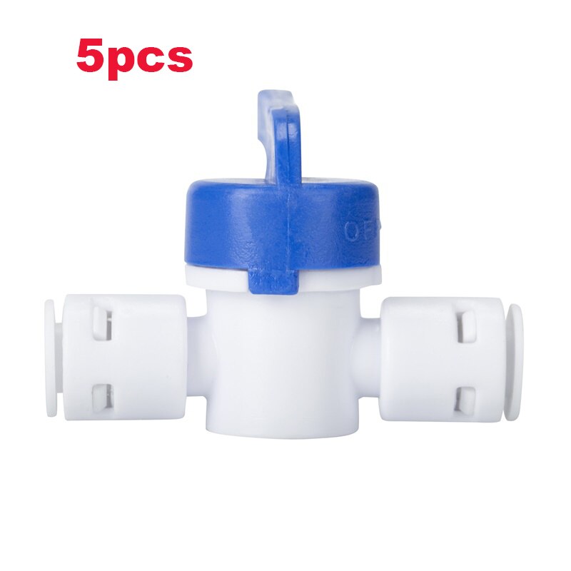 Robinet à bille en plastique à raccord rapide, tuyau d&#39;eau droit, raccord pour système d&#39;aquarium d&#39;osmose: 5pcs
