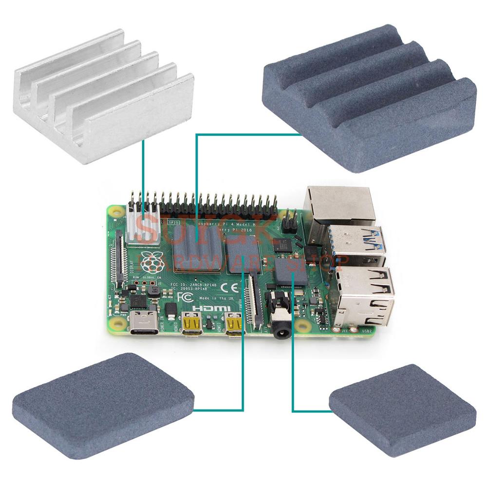 Raspberry PI 4 heat sink 4pcs SIC cooling sink Silicon carbide Ceramic radiator blind radiating fin of Raspberry PI 4 Model B 4B