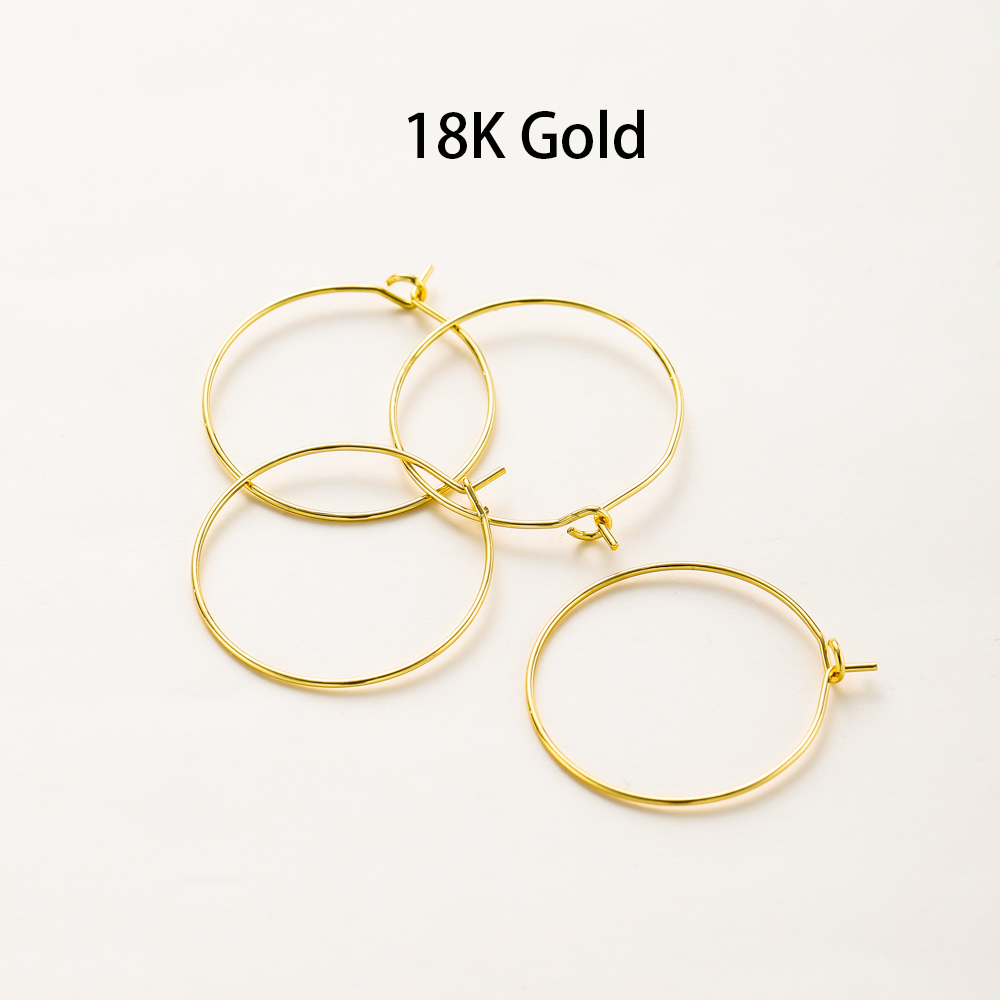 10 unids/lote 15mm 20mm 25mm 14K 18K oro pendientes grandes aros de alambre círculo oreja bucle para hacer joyería DIY accesorios de decoración de pendientes: L / Verde fluorescente