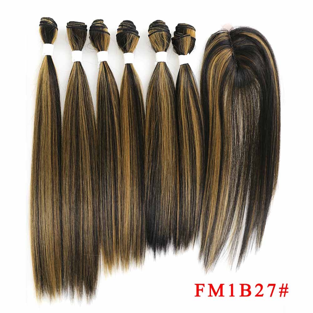 Soku Rood Haar Bundels Met Sluiting 14-18Inch Synthetisch Haar Bundels Met Vetersluiting Yaki Steil Haar Weave extensions: FM1B27