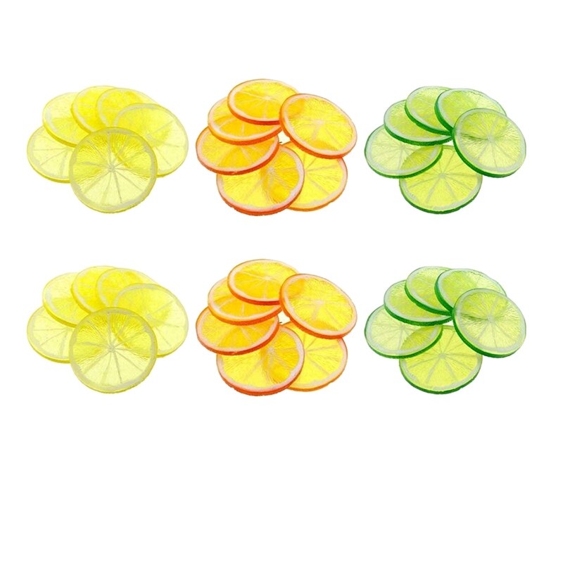 30 Stuks Kunstmatige Plastic Simulatie Nep Citroen Plakjes Levensechte Decoratieve Nep Fruit-Gemengde Voor Home Party Decoratie