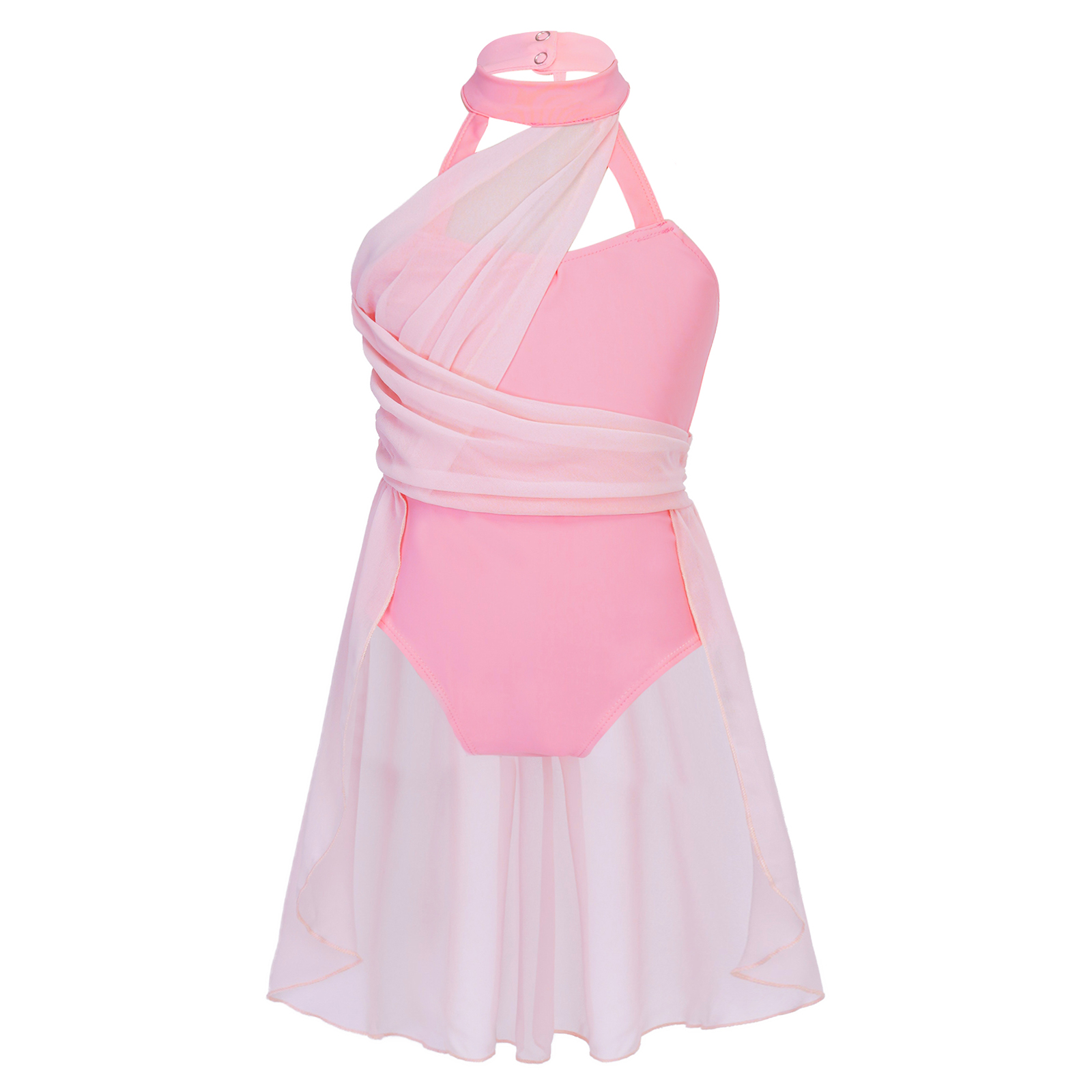 Kid Meisjes Ballet Dans Turnpakje Jurk Mouwloos Ruches Chiffon Lijfje Gekooide Rug Gymnastiek Kunstschaatsen Lyrische Dans Kostuum: XL / Donkergrijs