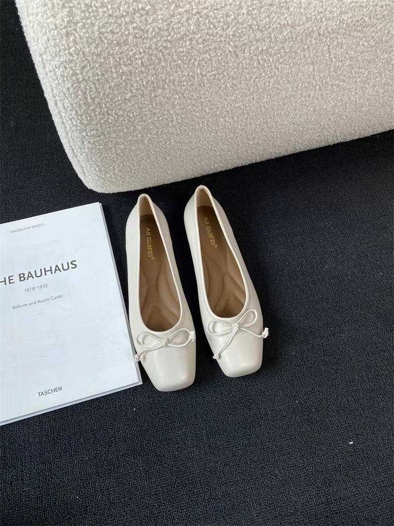Bowtie scarpe basse donna ballerine punta quadrata Slip on ballerine mocassini pigri mocassini scarpe Casual Comfort da donna 2024: Avorio / 35