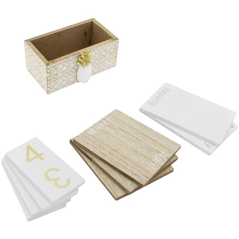 Wooden Flip Desk Blocks Calendar,Perpetual Plank/Table Calendar Display,for Home/Office Decoration,11.5X6.5X14.5CM