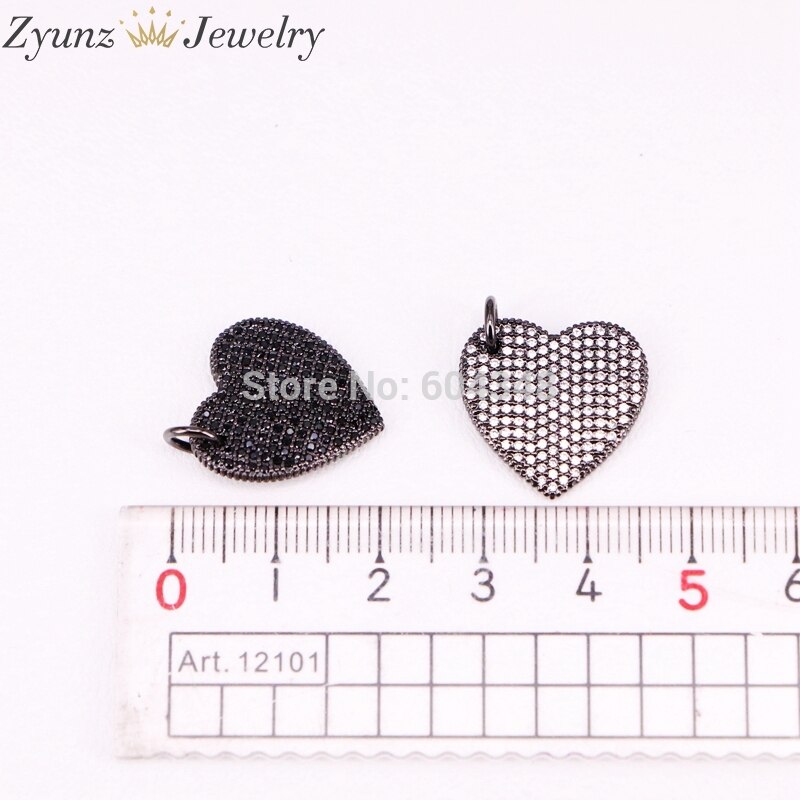 10 pçs strass forma de coração adorável de alta qualidade zircônia cúbica empedrada descobertas joias