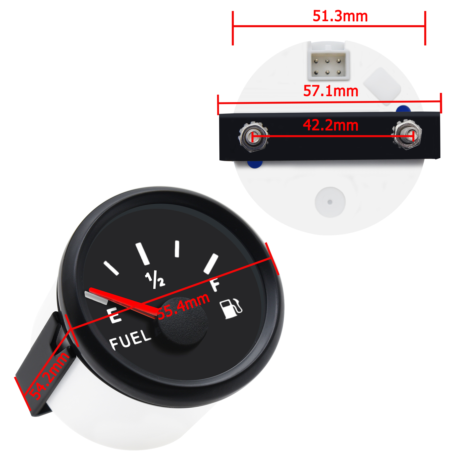 52Mm Motorfiets Brandstofmeter Meter E-1/2-F Pointer Voor Honda Harley Kawasaki Yamaha Suzuki 9-32V Waterdicht