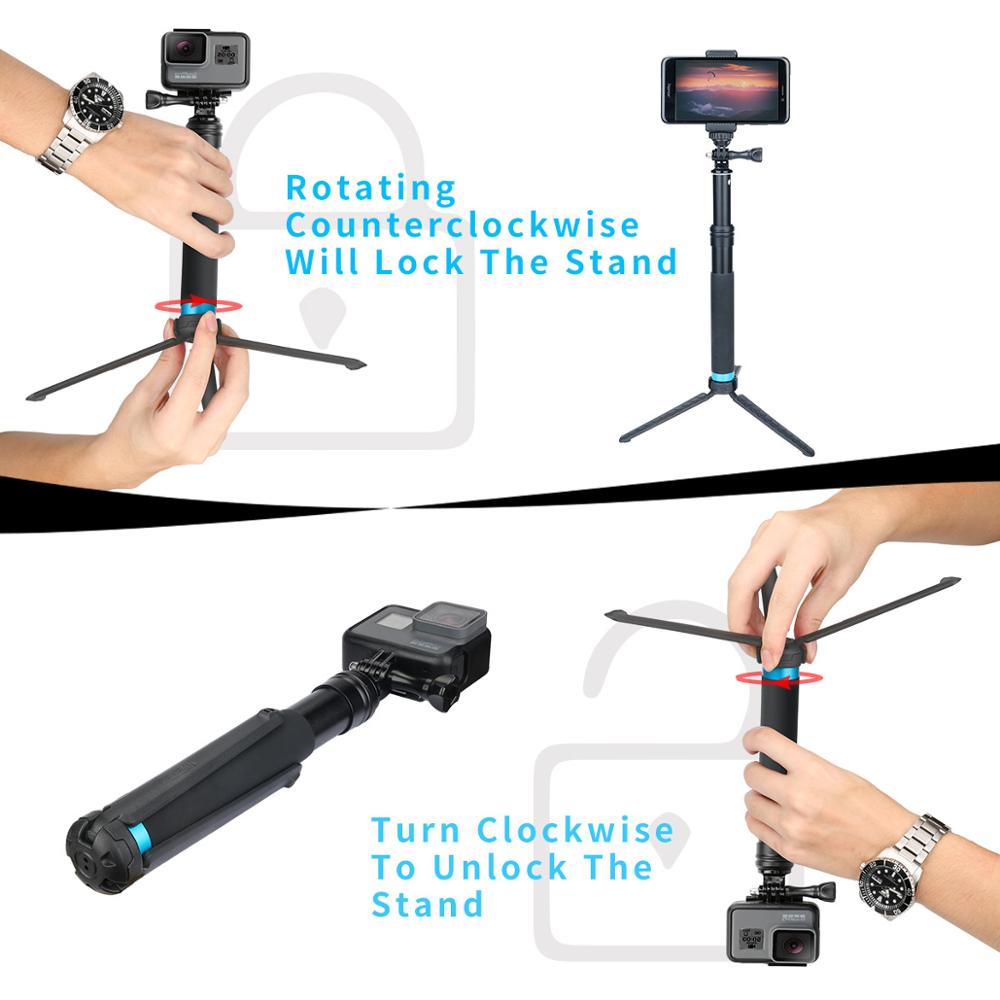 TELESIN 6 w 1 Selfie Stick z wyciągnikiem uchwyt r... Grandado