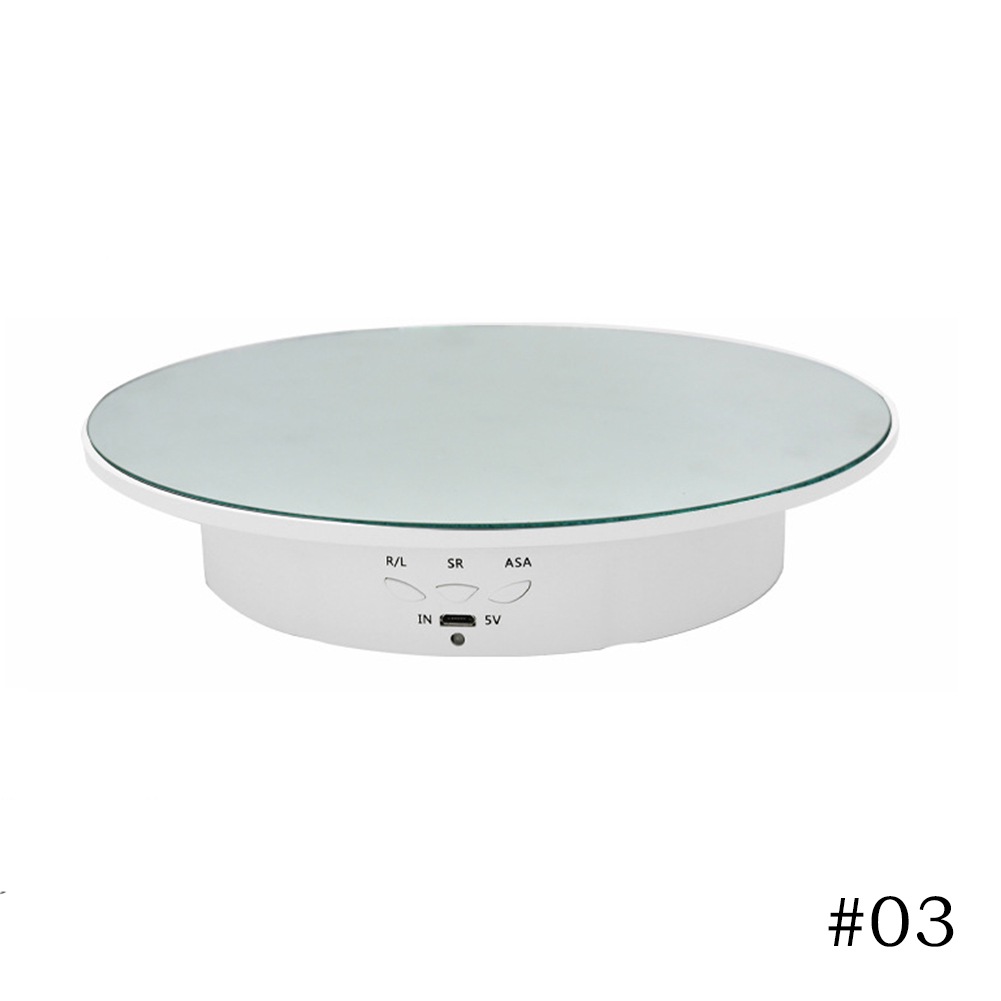 3 Speeds 20cm Intelligent Electric Rotating Display Stand Mirror Turntable Jewelry Holder Battery/USB Power: 03