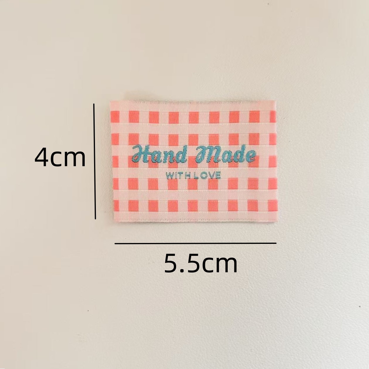 Handgemaakte stoffen labels – geruite en stippen geborduurde patches voor kleding, tassen, sokken, doe-het-zelf naailabels, klaar voor: Goud