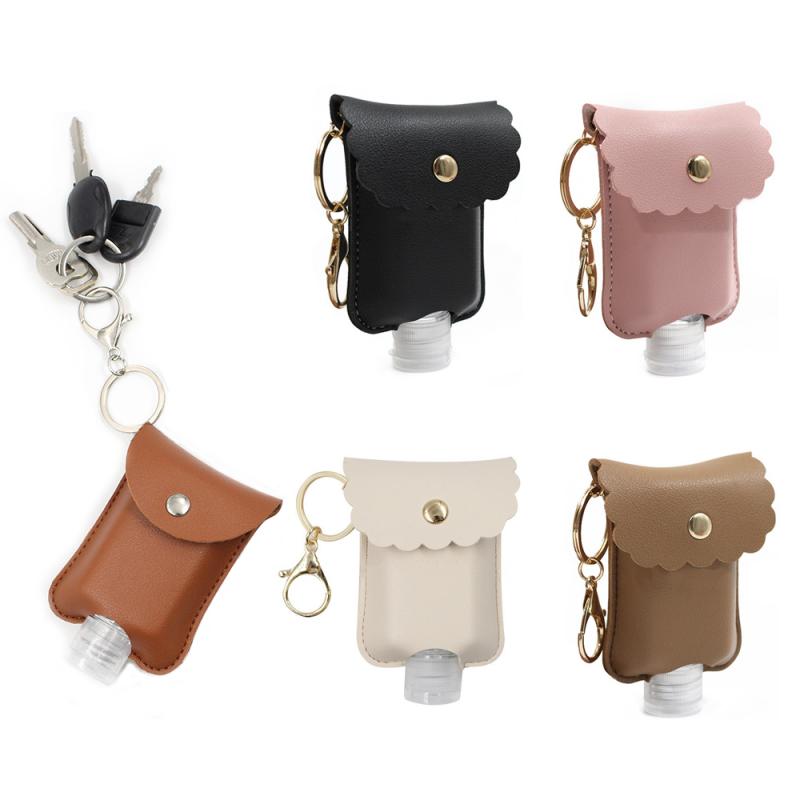 Portable Squeeze Bottle Empty Leakproof Plastic Travel Bottle With Leather Keychain Holder For Hand Sanitizer Container Tool