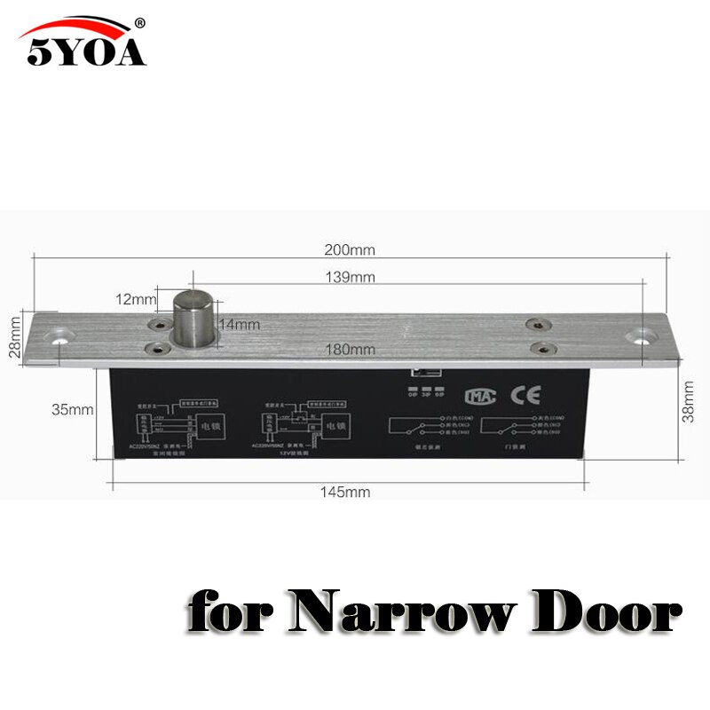 Schmale Tür Elektrische Bolzen Einsteckschloss für Türschloss Zugriff Kontrolle DC 12V Edelstahl Scheitern sicher Sichere NC KEINE Elektronische