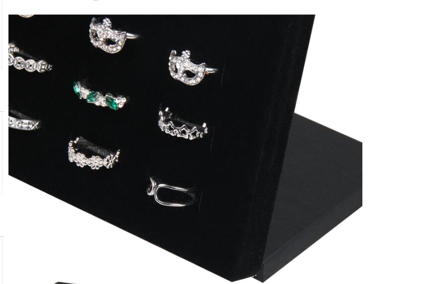 50 Hole Velvet L Shape Wedding Ring Jewelry Holder Display Rack Storage Organizer Jewelry Stud Earring Brooch Pin Showcase Shelf