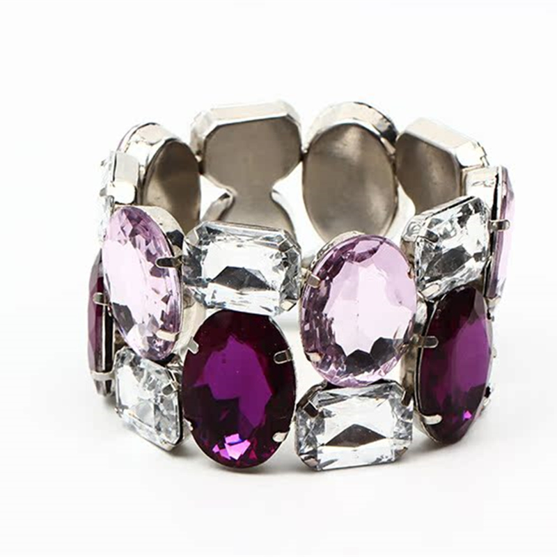 Prachtige brede elastische bruidsarmband met strass-steentjes