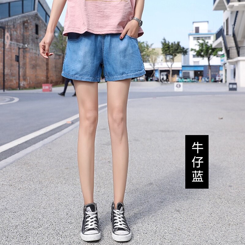 Summer Short For Pregnant Loose Causal Thin Maternity Pants High Waist Capri-Pants Pregnancy Clothes 2130: Sky Blue / M
