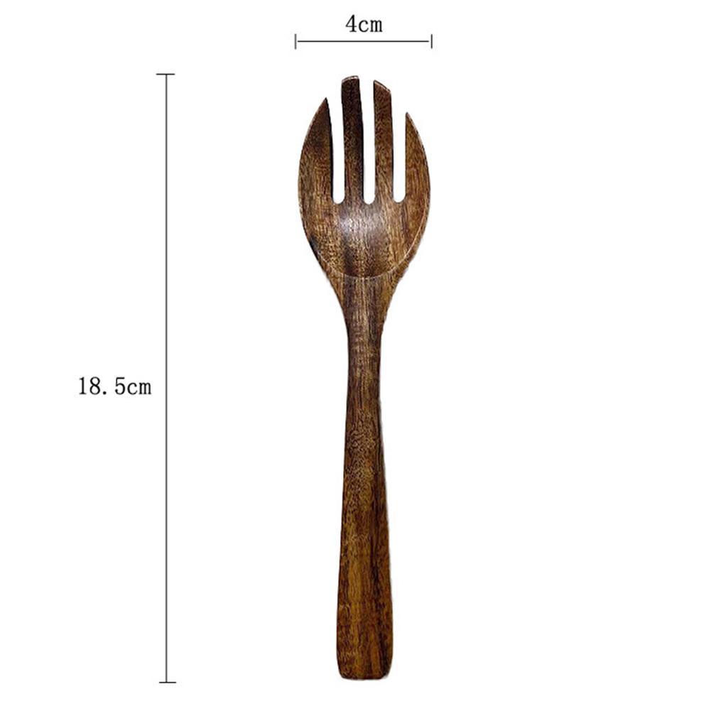 Wooden Salad Spoon Fork Large Serving Spoon Set Salad Server Wood Kitchen Utensils Long Handle Soup Spoon Ladle Tableware