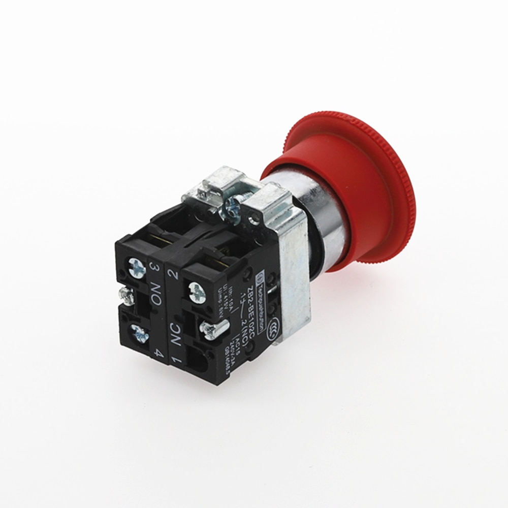 22mm XB2-545 Emergency stop button switch NO+NC 10A/415V red mushroom head emergency stop button switch