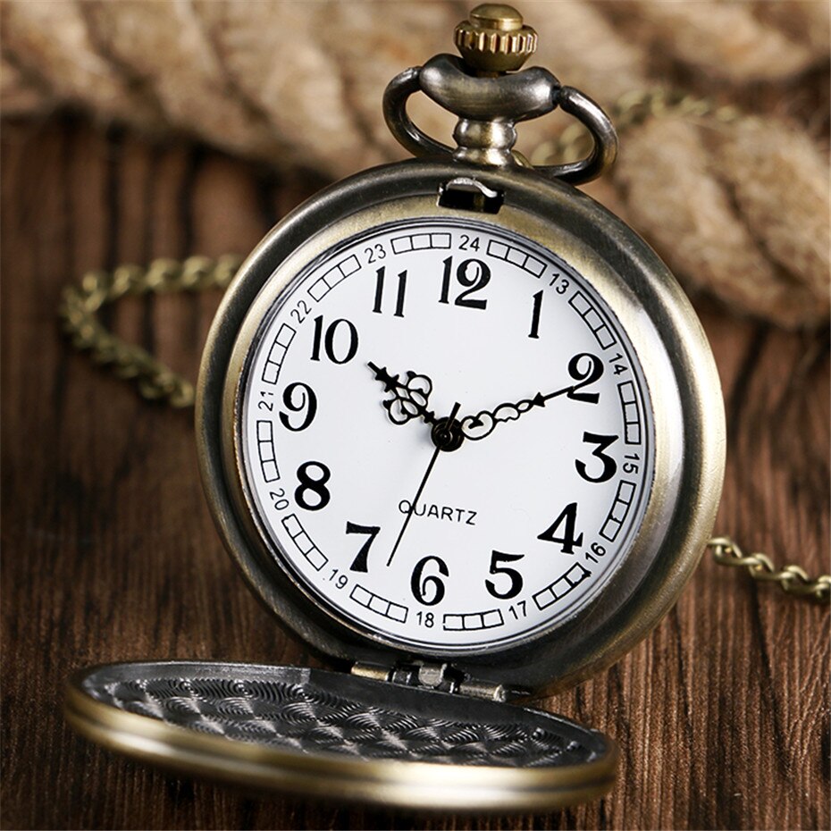 Steampunk wolvenkop quartz zakhorloge vintage brons coole kettinghorloges voor mannen en vrouwen met ketting
