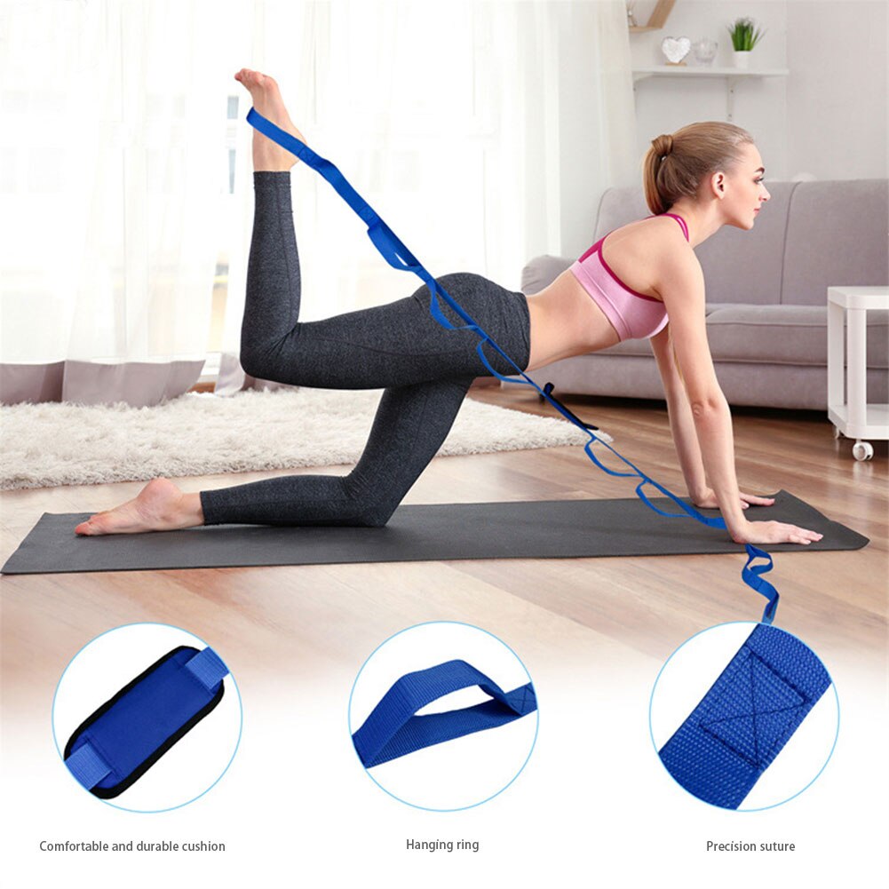 8 Loops Sports Multifunction Exercise Physical Therapy Durable Non Elastic Yoga Strap Adjustable D Ring Belt Dance Stretching