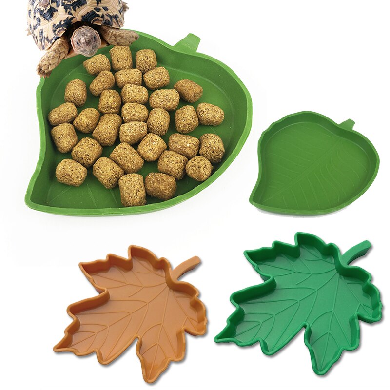 Cuenco de agua y comida para reptiles y tortugas, comedero de hoja para comida, plato, comedero de reptiles