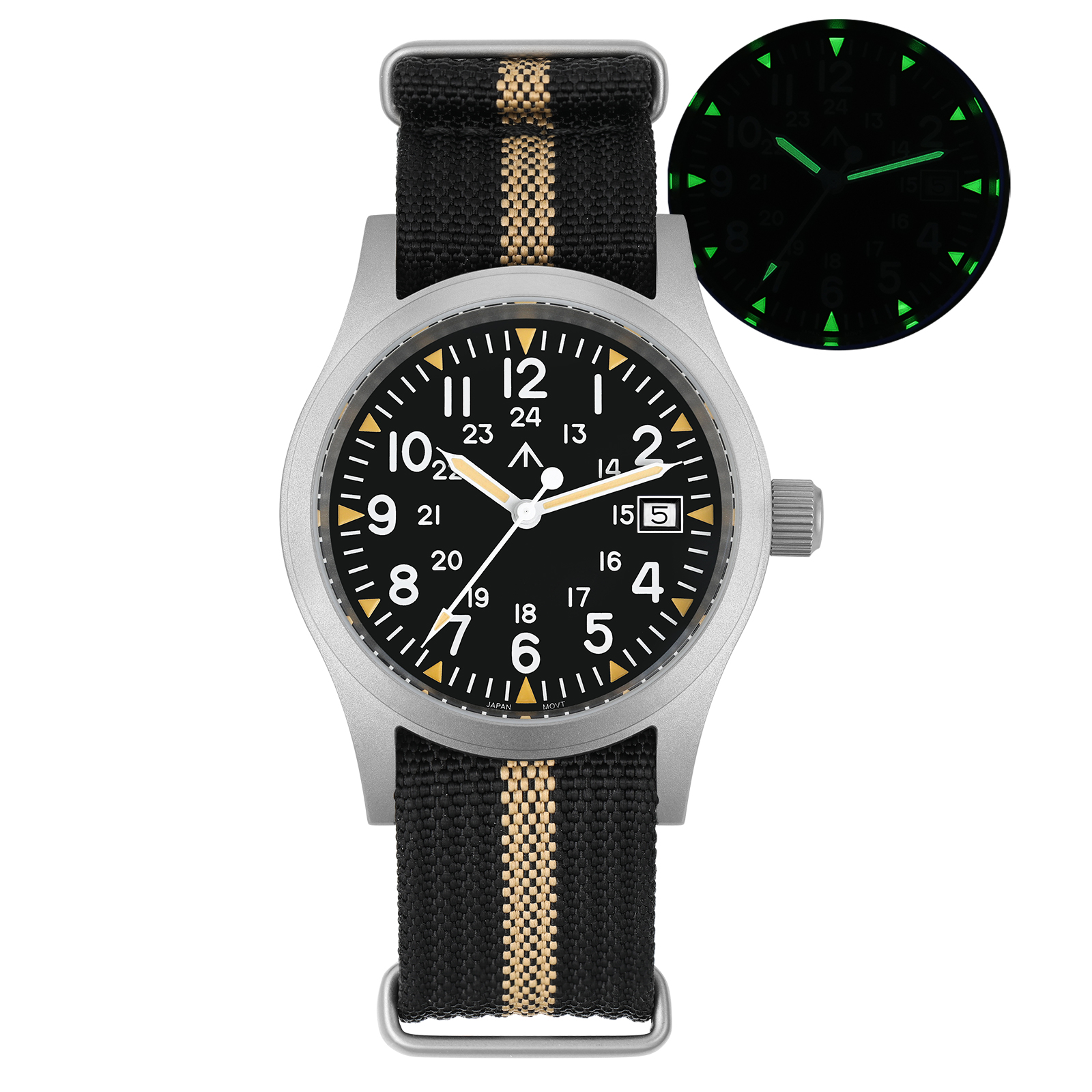 Relojes Militado ML05 Ronda 515 con movimiento de campo, cristal de zafiro con cúpula y reloj de pulsera con revestimiento AR muy transparente, relojes Vintage de 38mm: Blanco